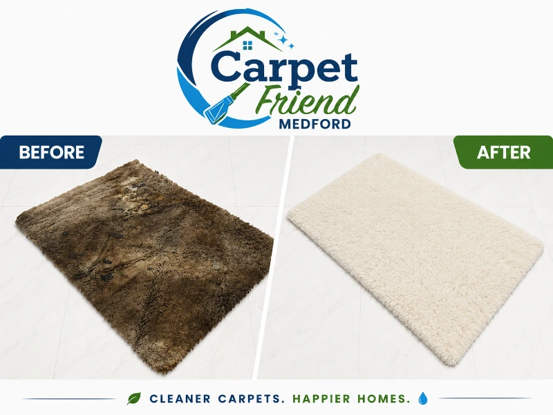 Before and after carpet and rug cleaning results Medford Oregon - visible deep clean transformation